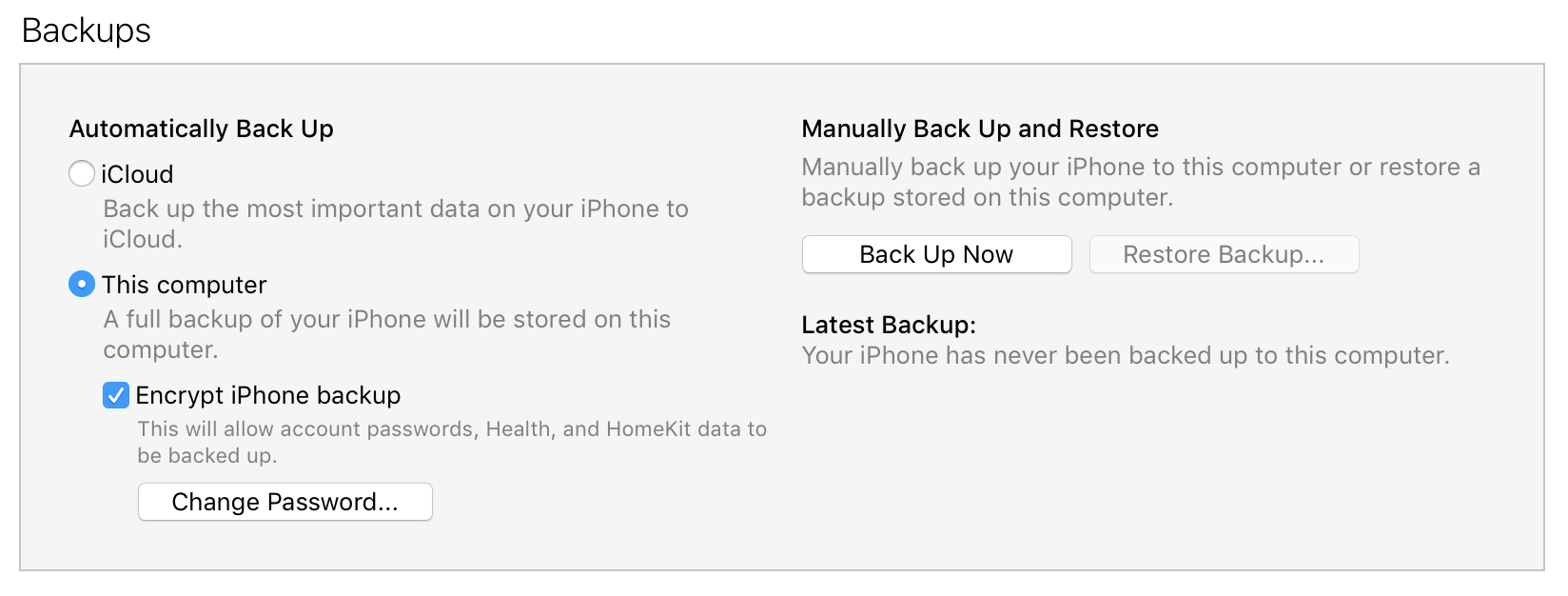 backup iPhone