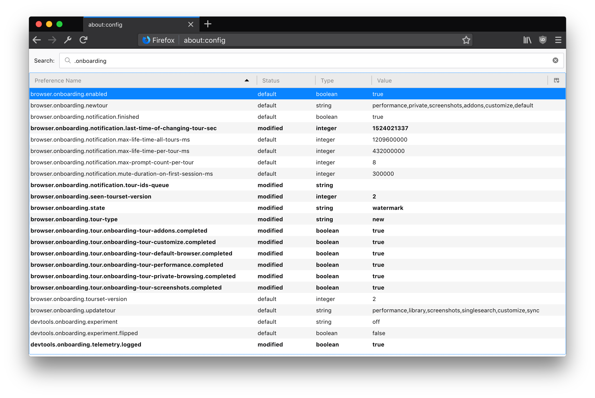 Firefox Onboarding Configuration