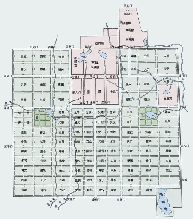 唐长安城示意图