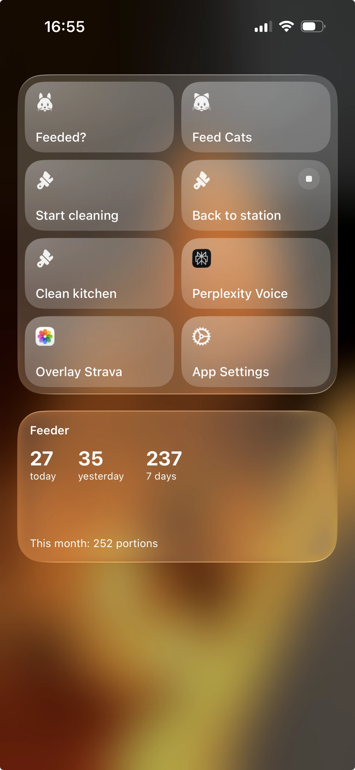 主屏幕上的 MiHomeWidget 喂食统计